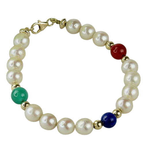 Bracelet Bracelet de perles en or 14 carats avec pierres fines 58 Facettes 2306