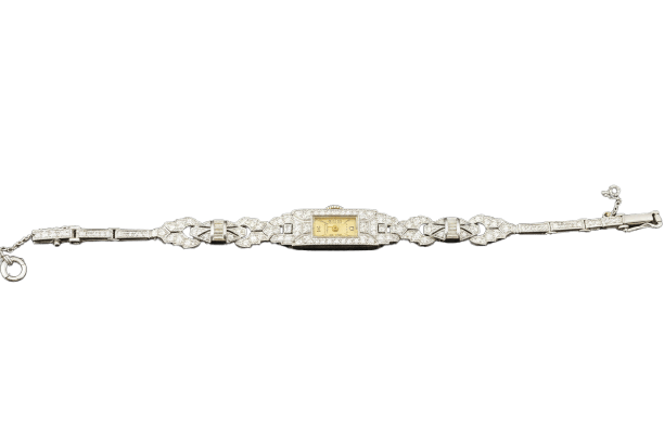 Montre Montre Art déco en or blanc 18 carats et diamants 58 Facettes