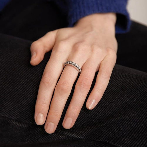 Bague 53 / Blanc/Gris / Or 750 Alliance américaine Diamants 0.90ct 58 Facettes 170157R