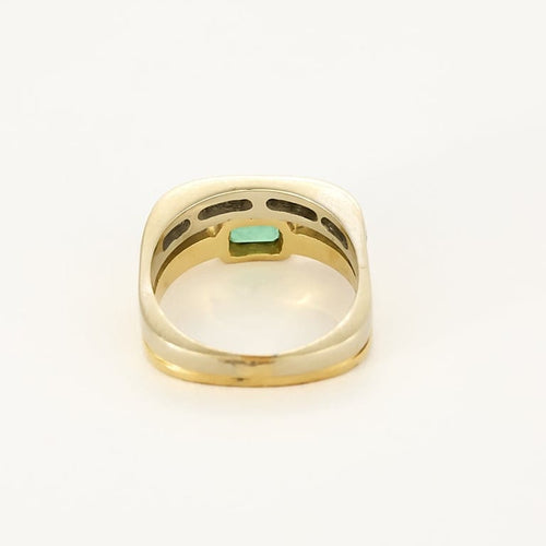 Bague 55.5 Bague en or jaune, or blanc, diamants et émeraude 58 Facettes MON1250