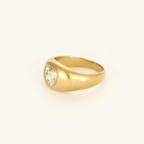 Bague 43 Bague chevalière en or jaune 18K avec diamant taille ancienne 58 Facettes 58FC146