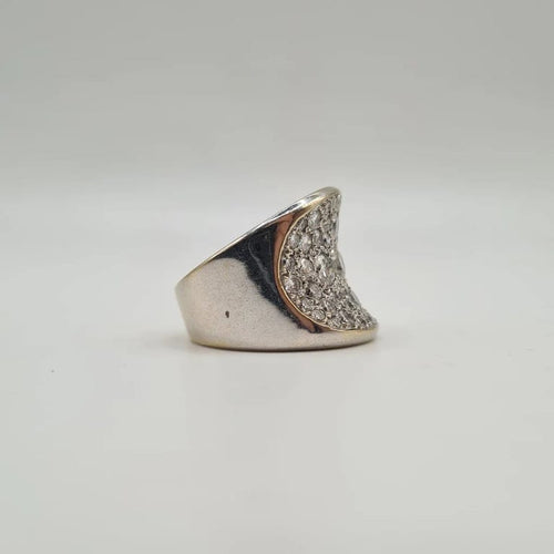 Bague 54 Bague or blanc sertie de diamants naturels 58 Facettes