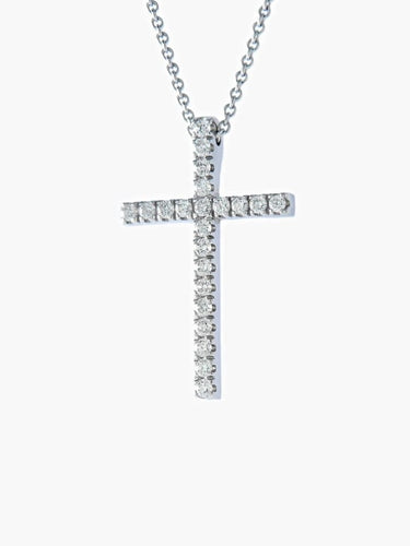 Pendentif Pendentif croix pavé de diamants en or blanc 750 58 Facettes 452 50033