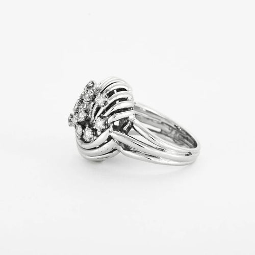 Bague 48 Bague or blanc sertie de diamants naturels 58 Facettes