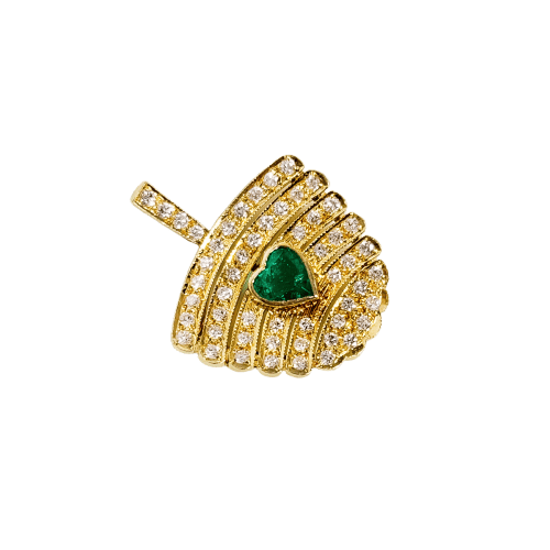 Pendentif Pendentif - Smaragd cœur et diamants en or jaune 585 58 Facettes 3029