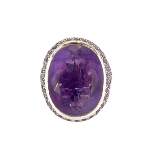 Bague 56 Bague en Or gris, améthyste 58 Facettes