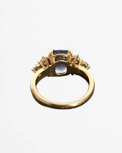 Bague 55 Bague jarretière saphir et diamants en or jaune 18 carats 58 Facettes