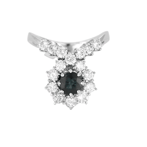 Bague 52.5 Bague aigrette en or blanc 18k et diamants, saphir 0,50 ct 58 Facettes BA31