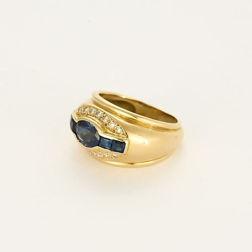 Bague 50 Bague en or jaune saphir et diamants 58 Facettes REU1222