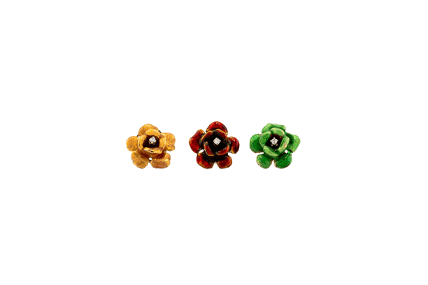 Broche Oro Giallo Trio de broches vintage en or jaune 18 ct émaillées 58 Facettes SPL10