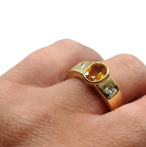 Bague 52 Bague Saphir jaune Diamants 58 Facettes 3402