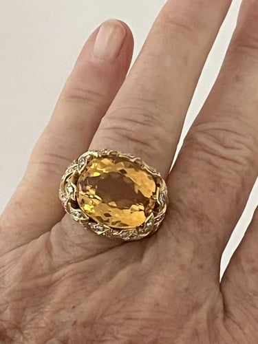 Bague 53 Bague ARFAN or jaune citrine diamants 58 Facettes 5723