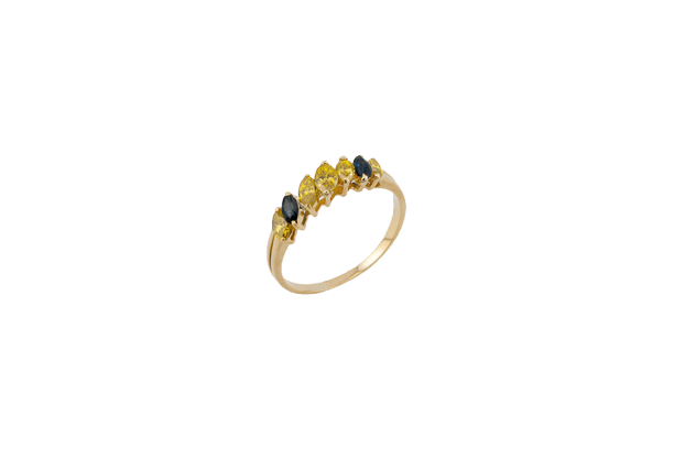 Bague 18 / Oro Giallo Fiume fantaisie - Bague en or jaune 18 kt et saphirs 58 Facettes ANL769