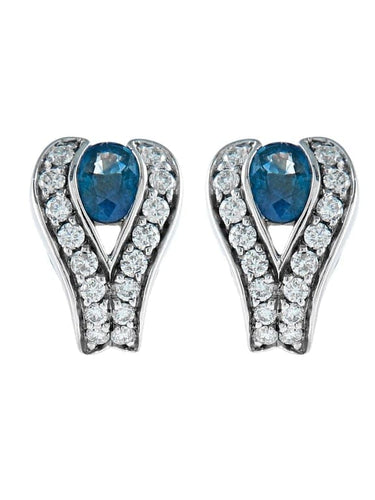 Boucles d'oreilles Boucles d'oreilles en or gris et saphirs, diamants 58 Facettes 47850008