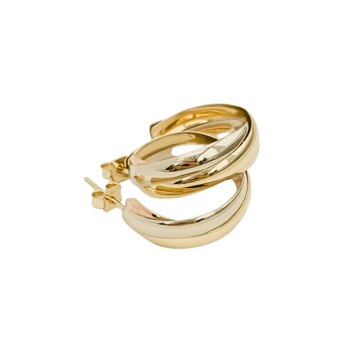 Boucles d'oreilles Créoles tricolores en or 14 carats (585) 58 Facettes 3149