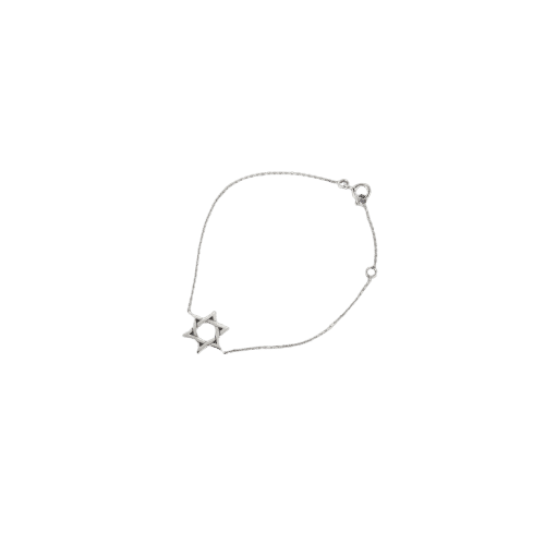 Bracelet Bracelet étoile de David or blanc 58 Facettes