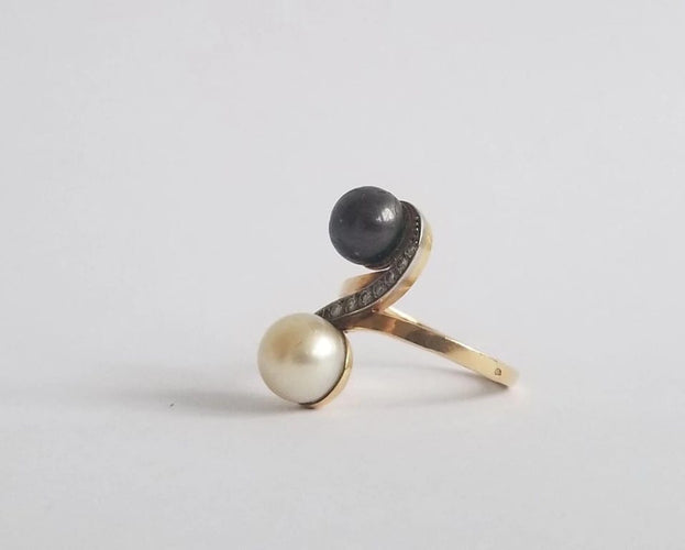Bague 57 Bague Perles de culture et diamants anciens 58 Facettes