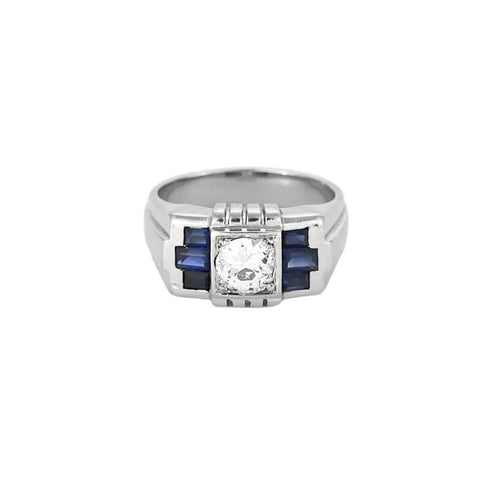 Bague 56.5 Bague en Or blanc 18k diamants et saphirs 58 Facettes PER0149