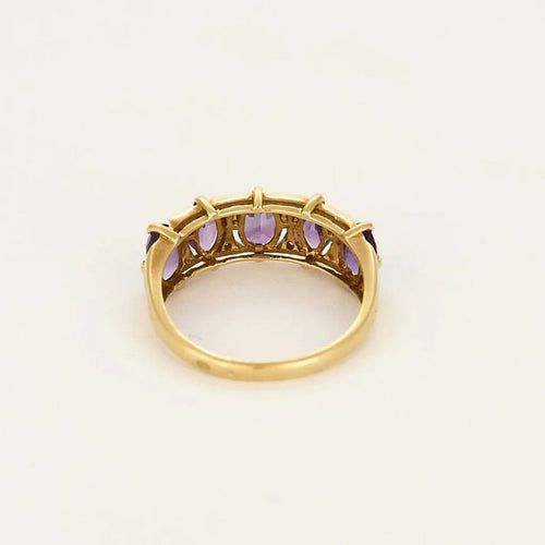 Bague 55 Bague jarretière en Or jaune améthystes et petits diamants 58 Facettes BL00341