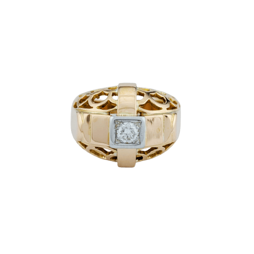 Bague 56 Bague tank ajourée en or jaune 18 carats et diamant 58 Facettes 33016