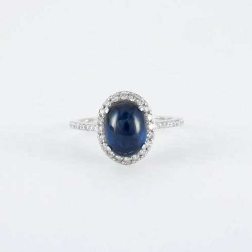 Bague 54.5 Bague Saphir cabochon Diamants 58 Facettes