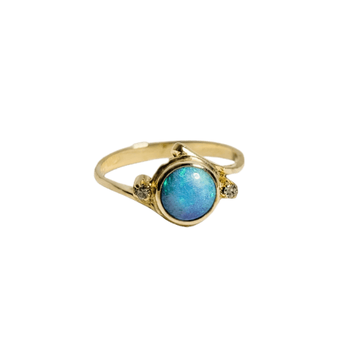 Bague 53 Bague en or 18 carats avec opale noire et diamants 58 Facettes 2899