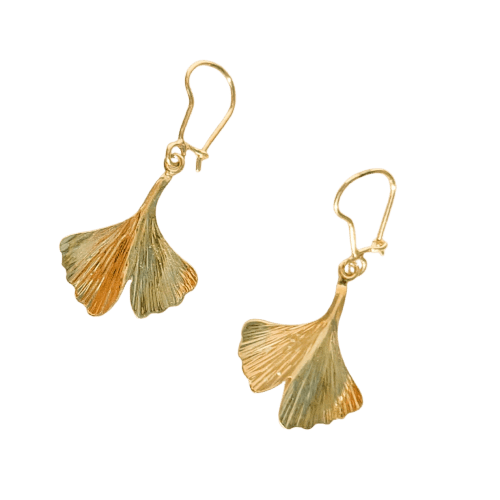 Boucles d'oreilles Boucles d’oreilles pendantes Ginkgo vintage en or 14 carats 58 Facettes 3155
