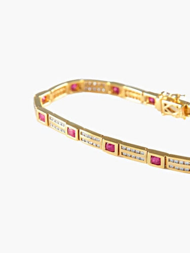 Bracelet Bracelet en or jaune et rubis, diamants 2,64 ct / 1,56 ct 58 Facettes 43900018