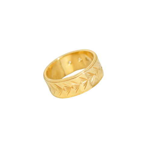 Bague 50 Bague jonc vintage en or jaune 14 carats avec diamants 58 Facettes