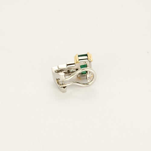 Boucles d'oreilles Boucles d'oreilles en or jaune et or gris,  Emeraudes 58 Facettes B250424