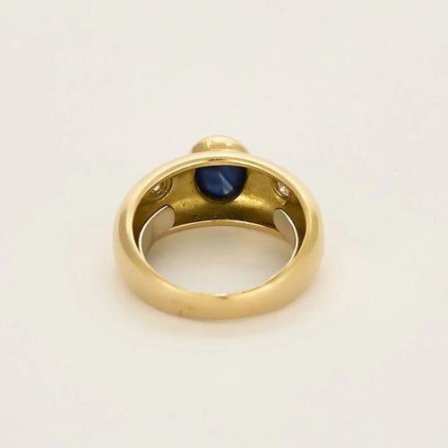 Bague 55 Bague jonc en or jaune, saphir et diamants 58 Facettes COG04412