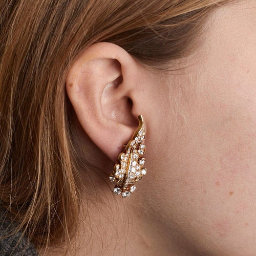 Boucles d'oreilles Clips d’oreilles feuille en or jaune 18k et diamants 58 Facettes