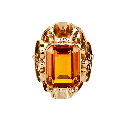 Bague 53 Bague citrine 12 ct taille émeraude en or jaune 14K 58 Facettes 2535