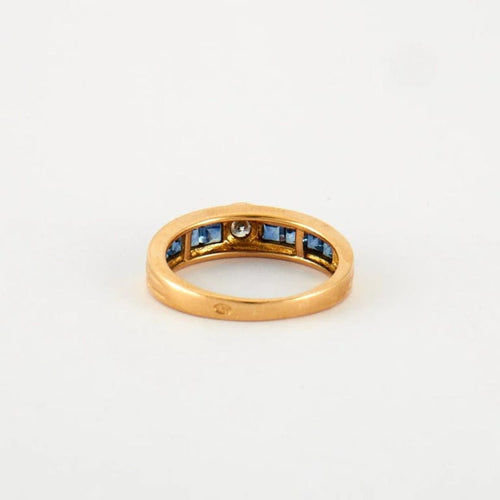 Bague 50.5 Bague en Or jaune, saphirs & diamants 58 Facettes