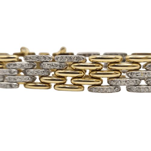 Bracelet Bracelet or blanc et jaune 18 carats serti de diamants 58 Facettes