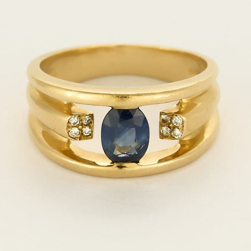 Bague 55.5 Bague en or jaune, saphir et diamants 58 Facettes BIA1308