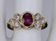 Bague 55 Bague ovale en or jaune avec rubis et diamants 58 Facettes BA-4