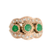 Bague 54 Bague victorienne - Bague en or rose 14K, émeraudes et diamants taille rose 58 Facettes