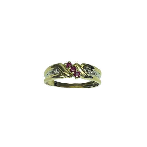 Bague 55 Bague en or jaune 18 carats sertie de 3 rubis 58 Facettes 250043
