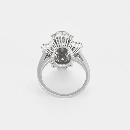 Bague 52 Bague navette sertie de diamants en platine 58 Facettes LJ22 -114