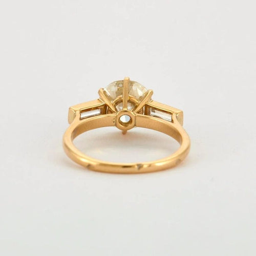Bague 55 Bague solitaire 2,85 ct en or jaune 18 carats et diamants baguette 58 Facettes AB1