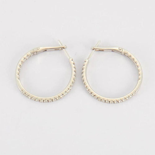 Boucles d'oreilles Créoles en Or blanc &  diamants 58 Facettes