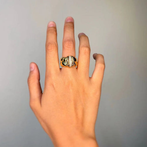 Bague 53 OJ PERRIN - Bague Tressé en or jaune sertie diamants 58 Facettes 250236R