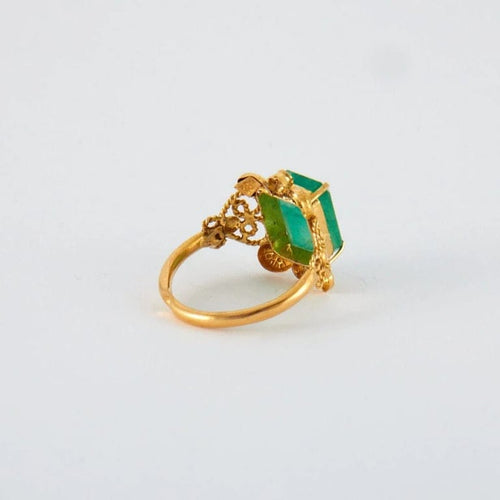Bague 55 Bague - Bague émeraude rectangulaire en or jaune 18k et diamants 58 Facettes ALGU19