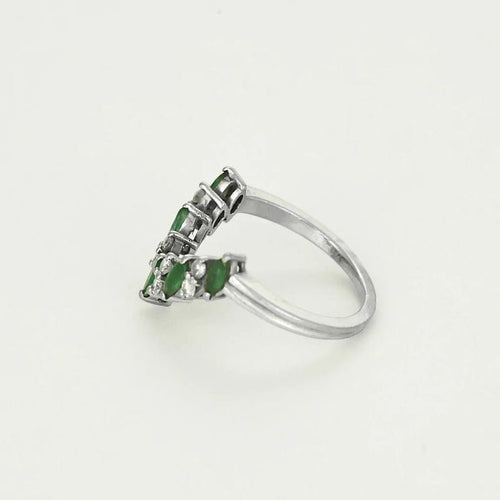 Bague 49.5 Bague aigrette en or blanc, émeraudes et diamants 58 Facettes ALB1856X3