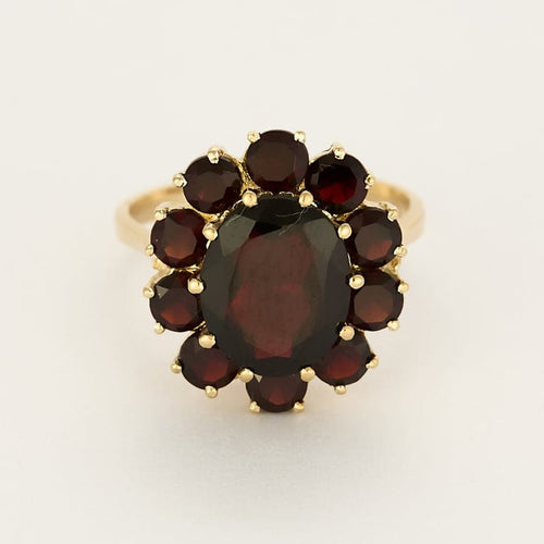 Bague 55 Bague marguerite en or jaune et grenats almandins. 58 Facettes PER0454