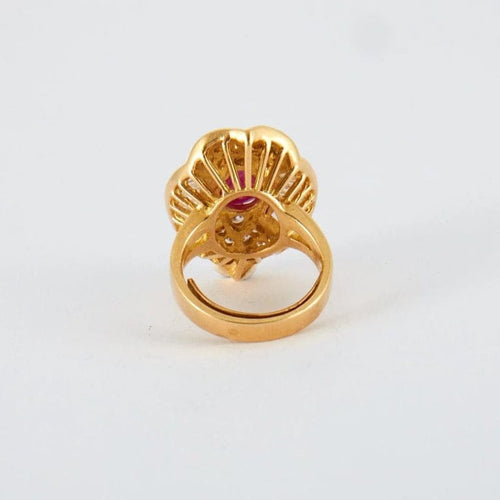 Bague 45 Bague - Rubis cabochon en or jaune 18k et diamants 58 Facettes ALGU21