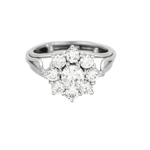 Bague 48 Bague marguerite en platine et diamants 58 Facettes LJ 25- 353