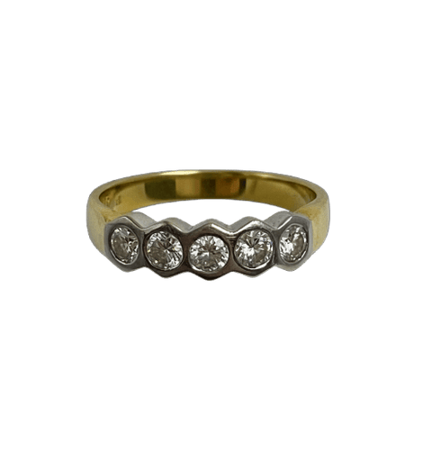 Bague Bague rivière en or jaune et or blanc 18K avec diamants 58 Facettes