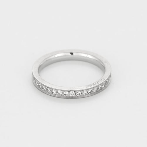 Bague 48 Alliance semi pavée en or blanc et diamants 58 Facettes SAP0658